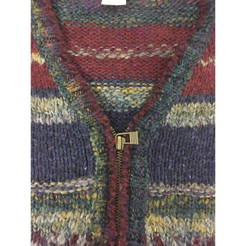 St. John Bay Full Zip Vest Sweater Mens XL Multicolor Stripe Knit Sleeveless Vtg - Picture 4 of 7